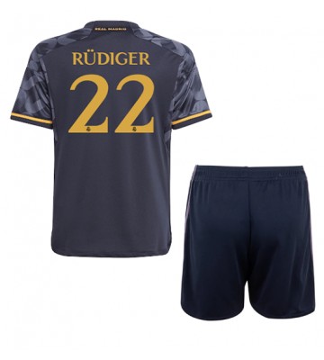 Real Madrid Antonio Rudiger #22 Borta Kläder Barn 2023-24 Kortärmad (+ Korta byxor)